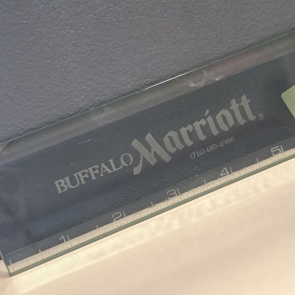 Vintage 6" GLASS RULER Advertising Buffalo MARRIOTT Promotional - Picture 2 of 10